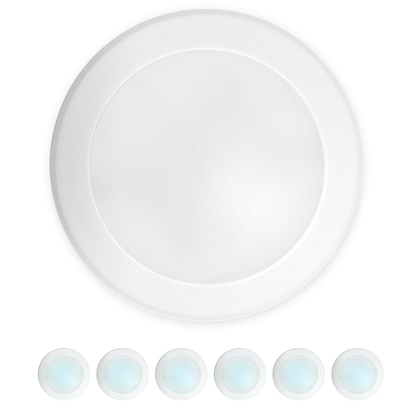 Nuwatt 5/6" LED Flush Mount Ceiling Light, Dimmable Retrofit Disk Recessed Lighting Fixture, 4000K, PK6 NW-R-DSK-6-15W-40K-6P - main
